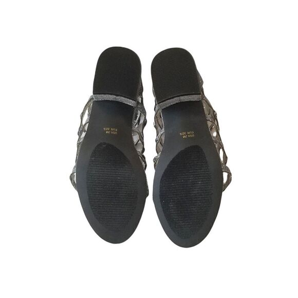 Nina Girls Silver Sparkle Gladiator Zipper Block Heel Sandals Size 2 - Picture 5 of 7